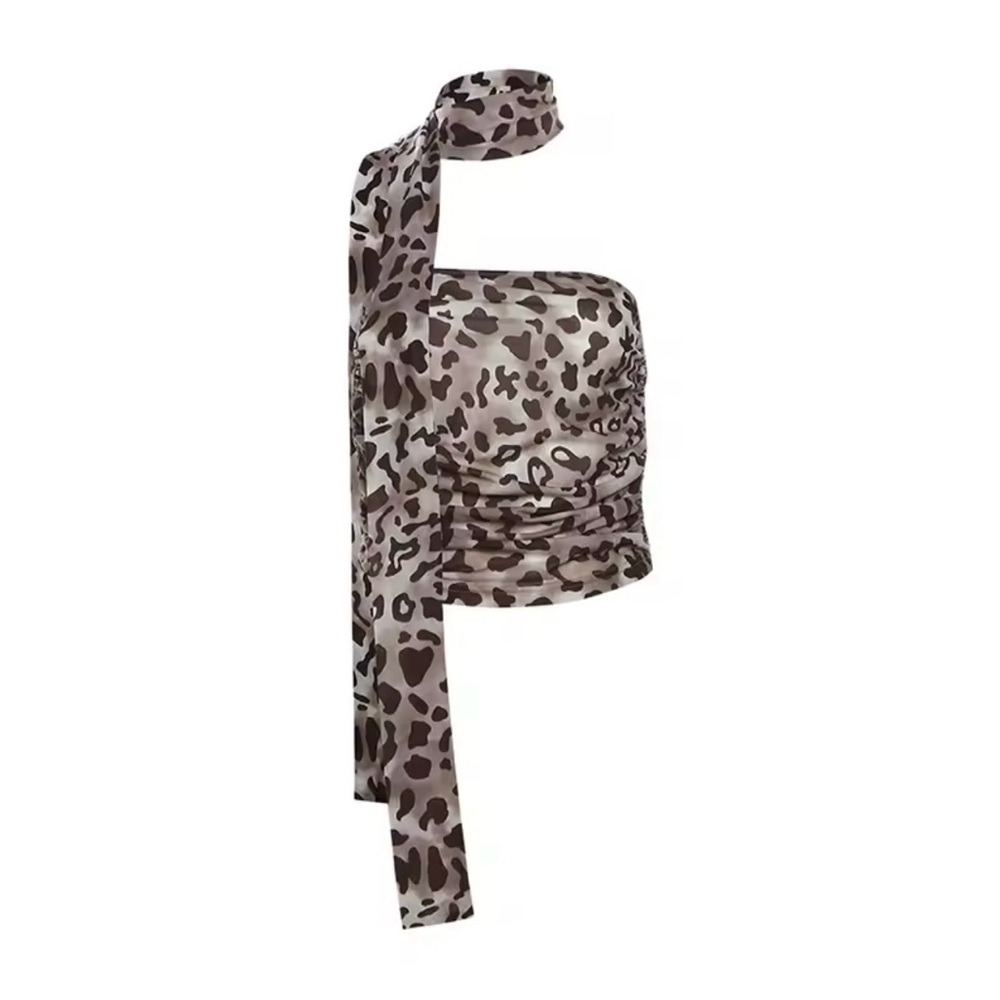 Leopard Print One-Shoulder Top
